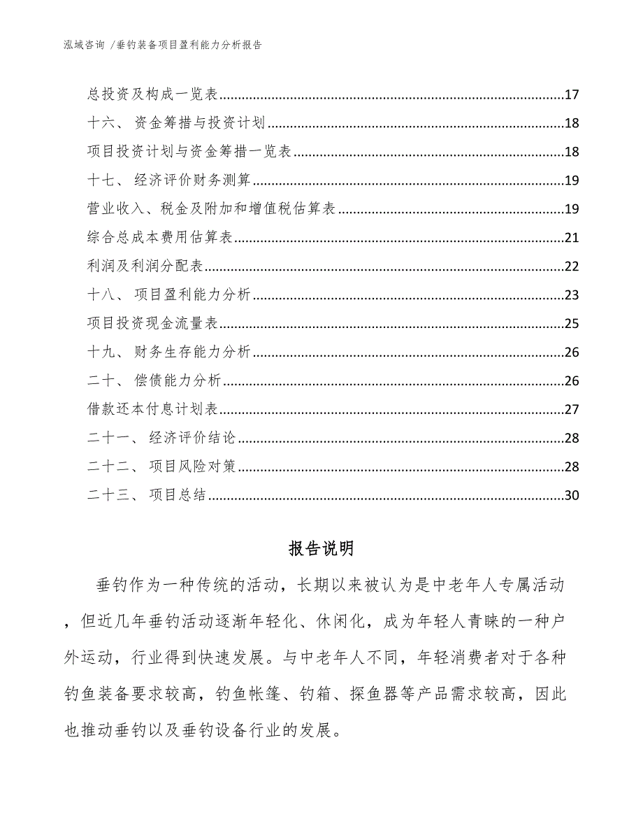 垂钓装备项目盈利能力分析报告（模板范本）_第2页