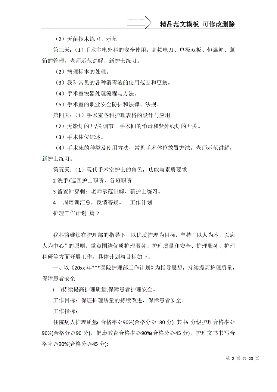 2022年有关护理工作计划集合10篇_第2页