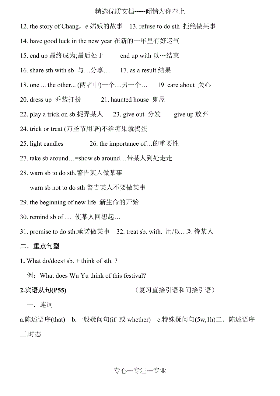 九年级新人教版英语各单元知识点归纳(共22页)_第3页