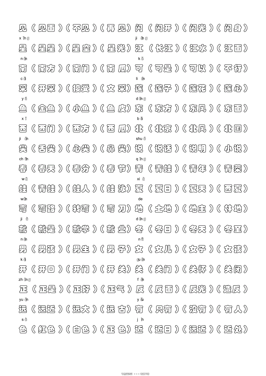 2022年2018年部编人教版一年级语文上册组词_第4页