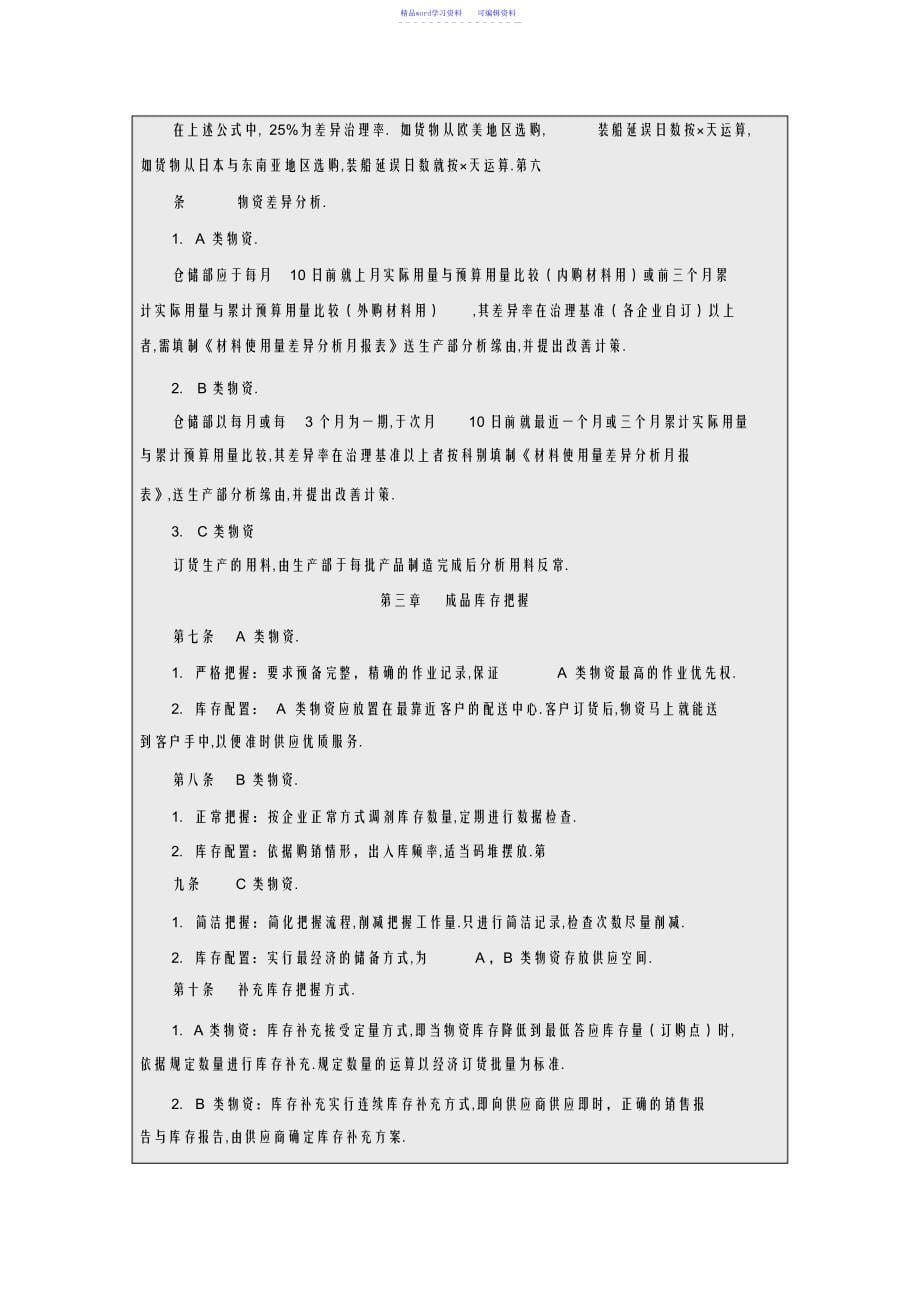2022年2021年库存控制管理规定模板_第5页