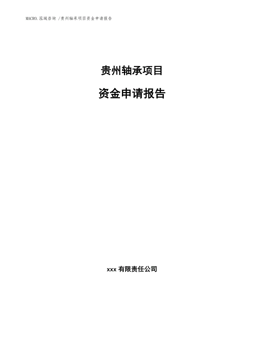 贵州轴承项目资金申请报告（模板参考）_第1页