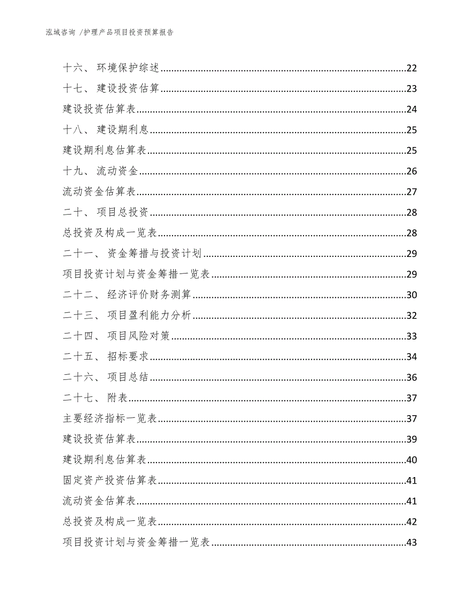 护理产品项目投资预算报告（范文模板）_第3页