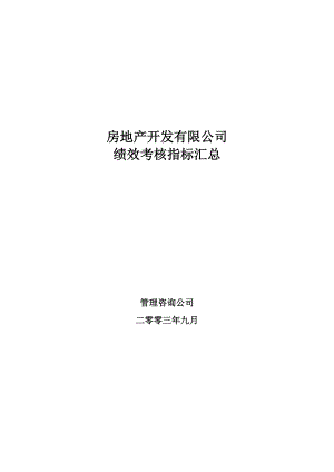 2022年某房地产公司绩效考核指标大全