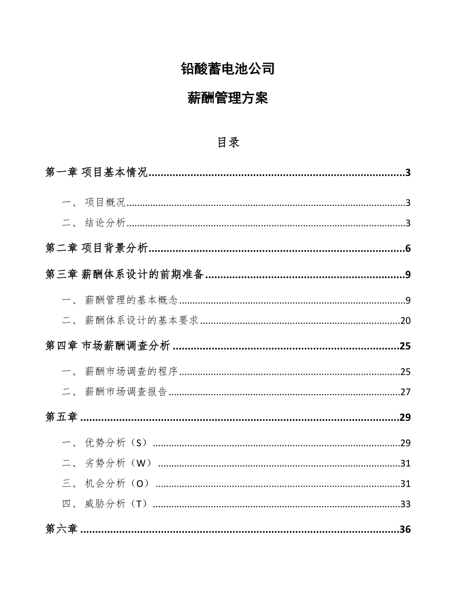 铅酸蓄电池公司薪酬管理方案（参考）_第1页