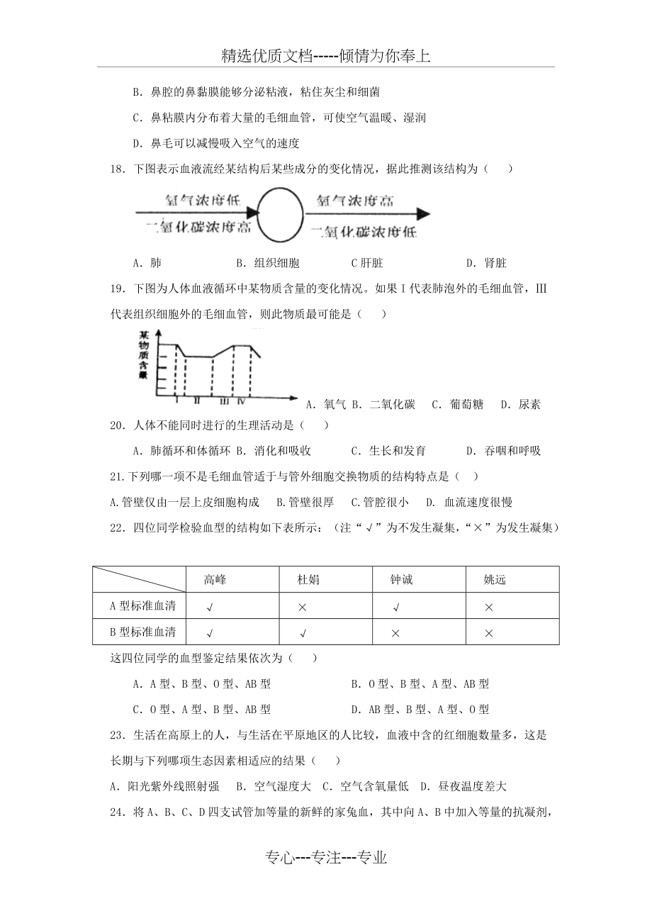 济南版2018-2019七年级下册生物期中试题附答案(共10页)_第3页