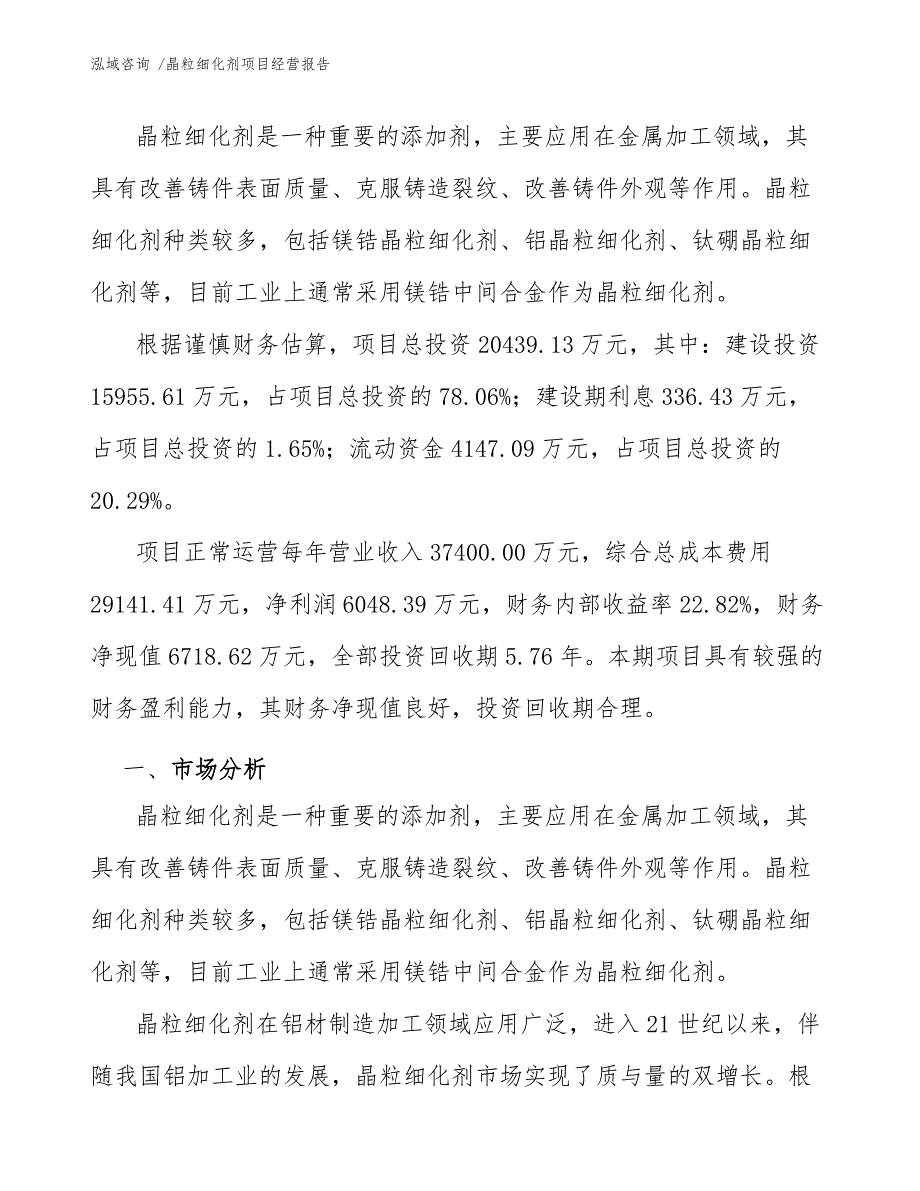 晶粒细化剂项目经营报告（模板范文）_第3页