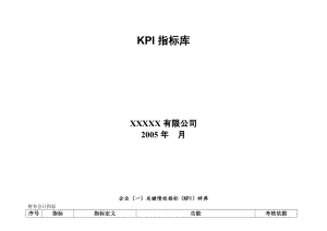 2022年某某公司KPI指标库