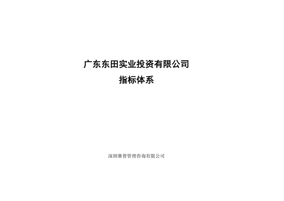 2022年某实业投资有限公司KPI指标体系_第1页