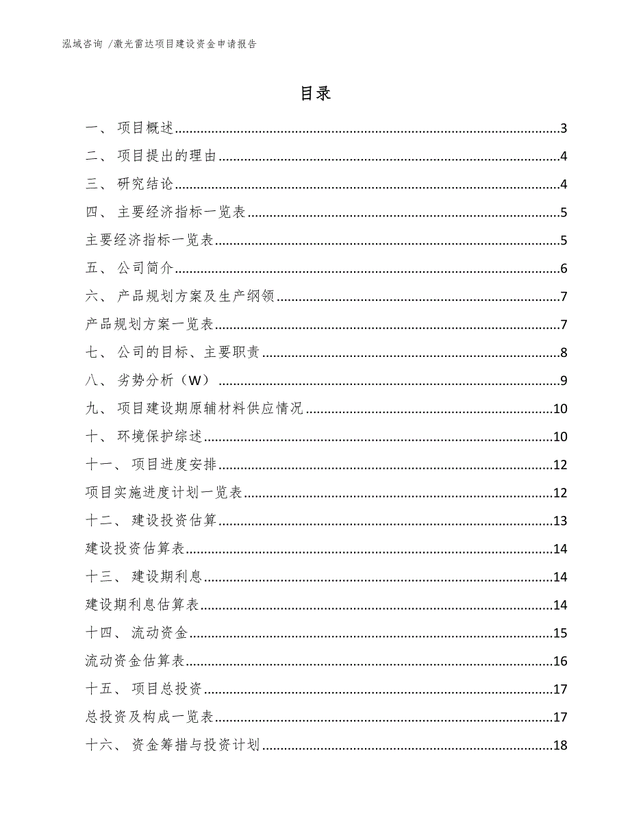 激光雷达项目建设资金申请报告（模板）_第1页