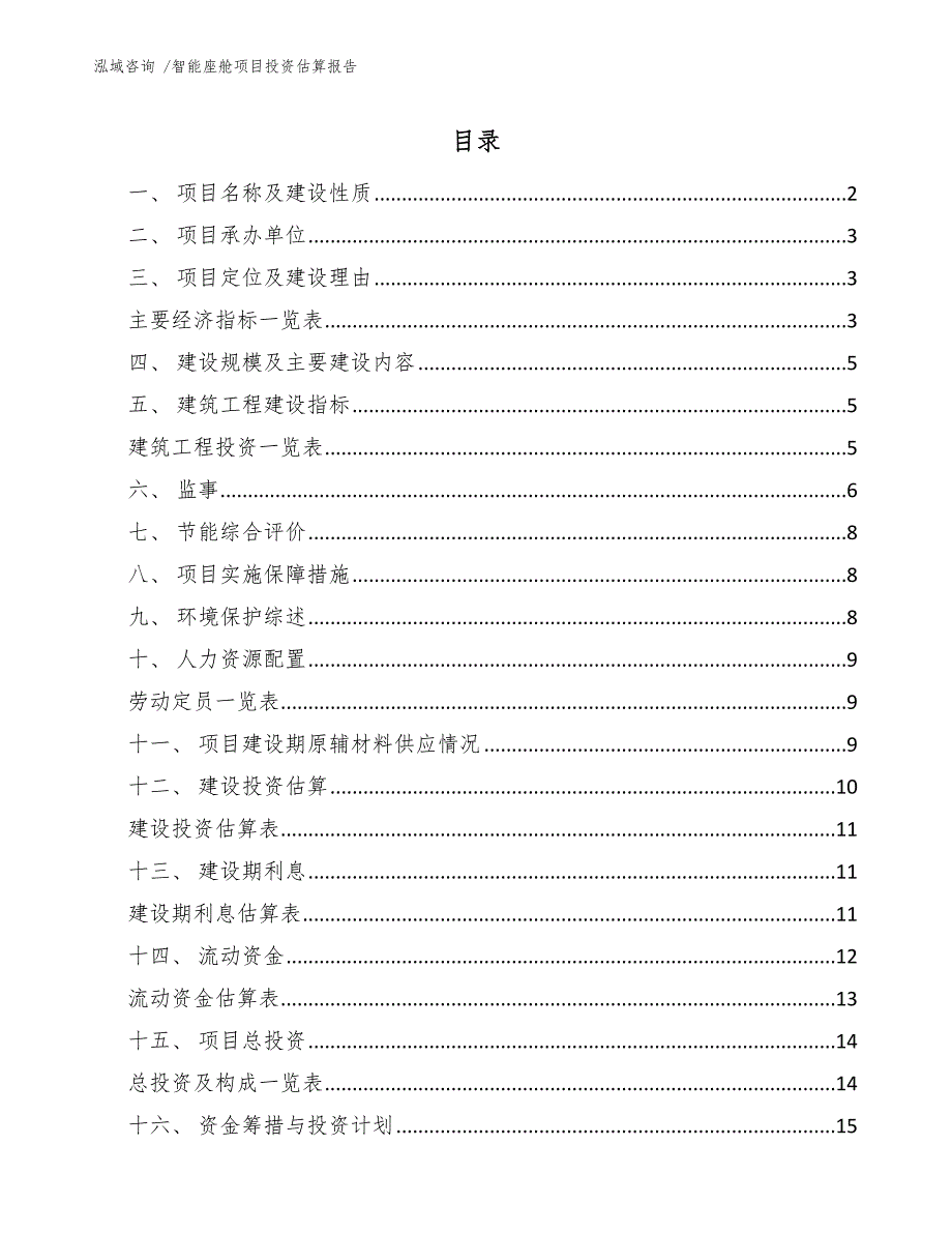 智能座舱项目投资估算报告（范文模板）_第1页