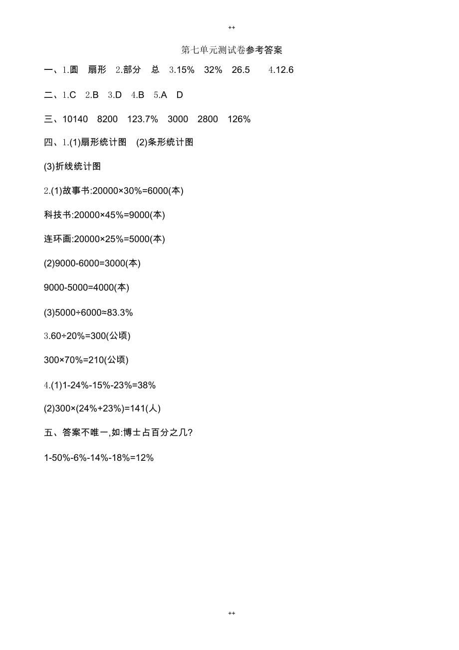 人教版六年级数学上册第七单元测试卷(有答案)_第5页