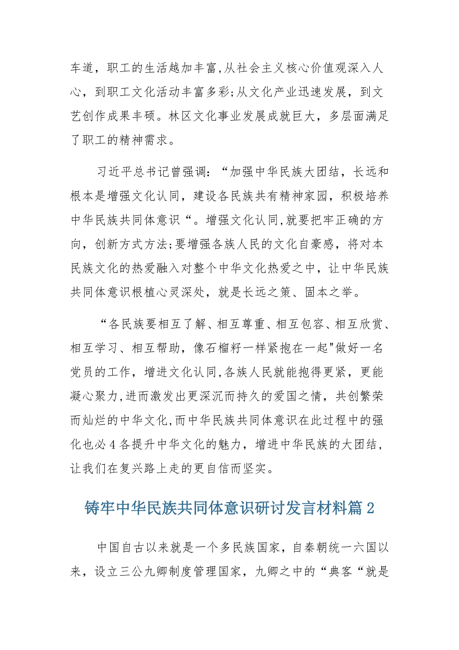 关于铸牢中华民族共同体意识研讨发言材料【汇总】_第2页