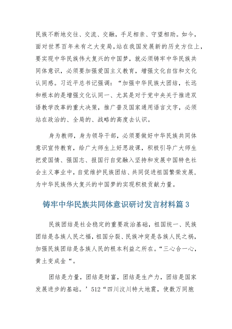 关于铸牢中华民族共同体意识研讨发言材料【汇总】_第4页