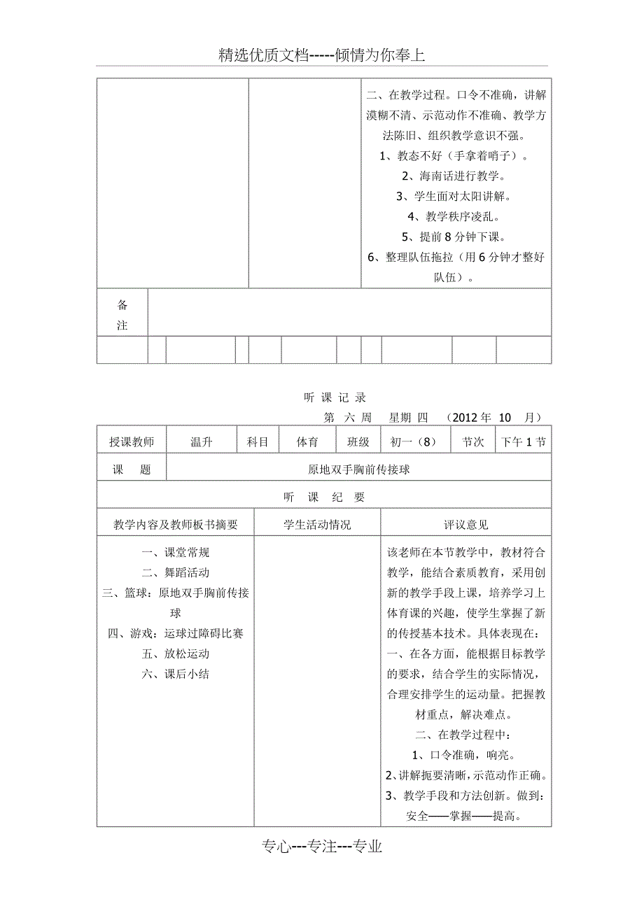 高中体育实习听课记录12篇(共14页)_第2页