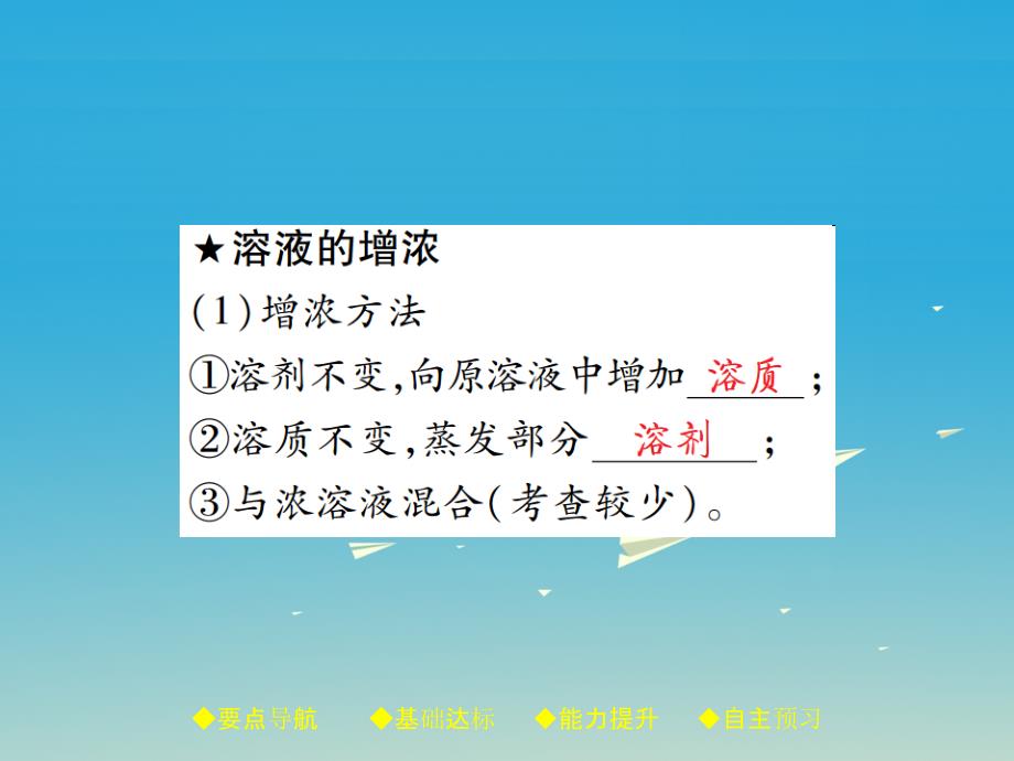 九年级化学下册第九单元溶液课题3课时2溶液的稀释和增浓课件新版新人教版_第4页