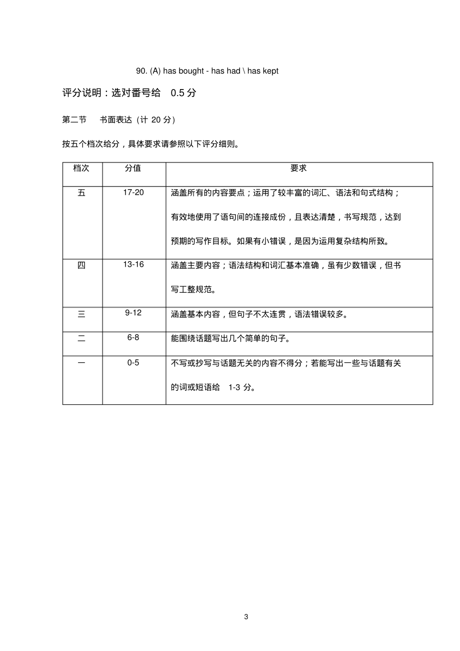 贵州省遵义市2016-2017学年八年级下学期期末考试英语试题答案_第3页