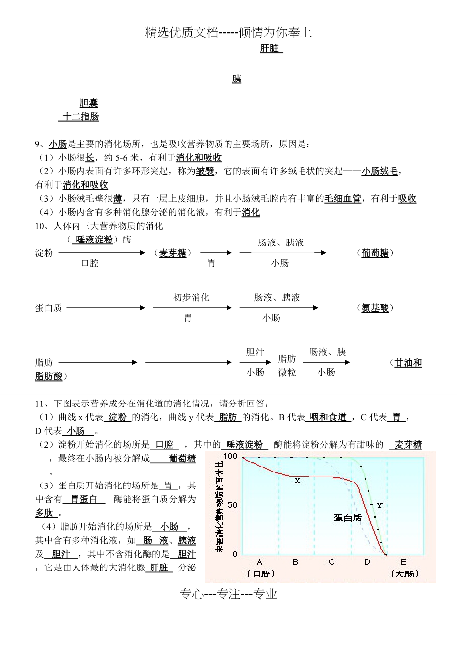 七年级下册生物复习填空(答案)(共9页)_第3页