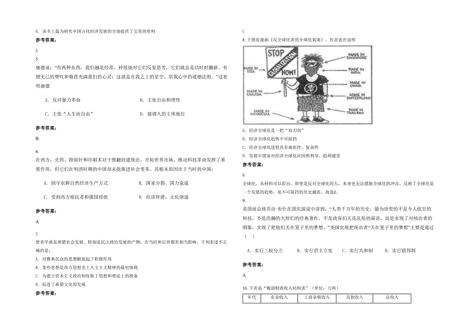 湖南省永州市浯溪第二中学2020-2021学年高三历史联考试题含解析_第2页