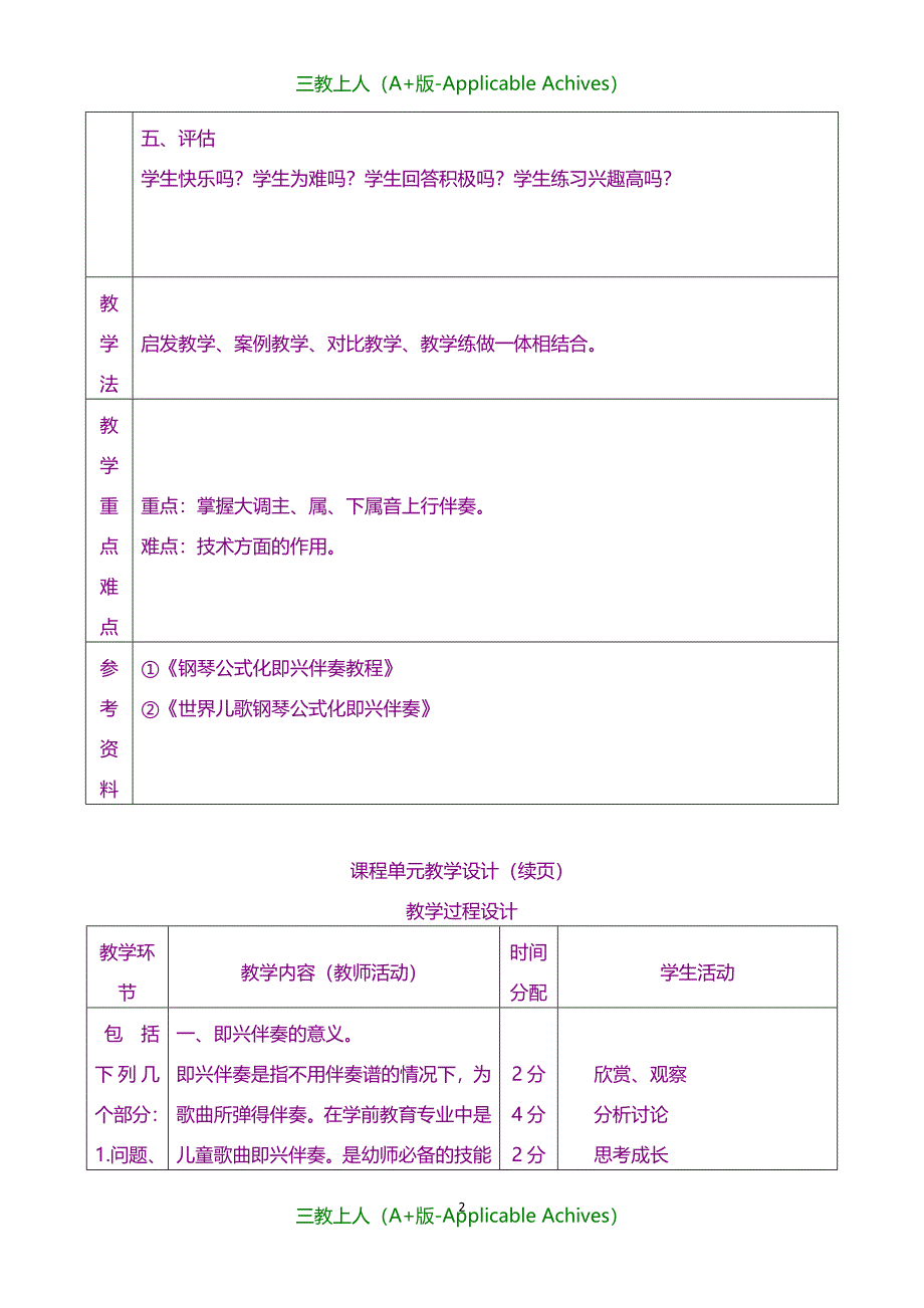 教案及说课稿-15级钢琴伴奏课教案_第2页