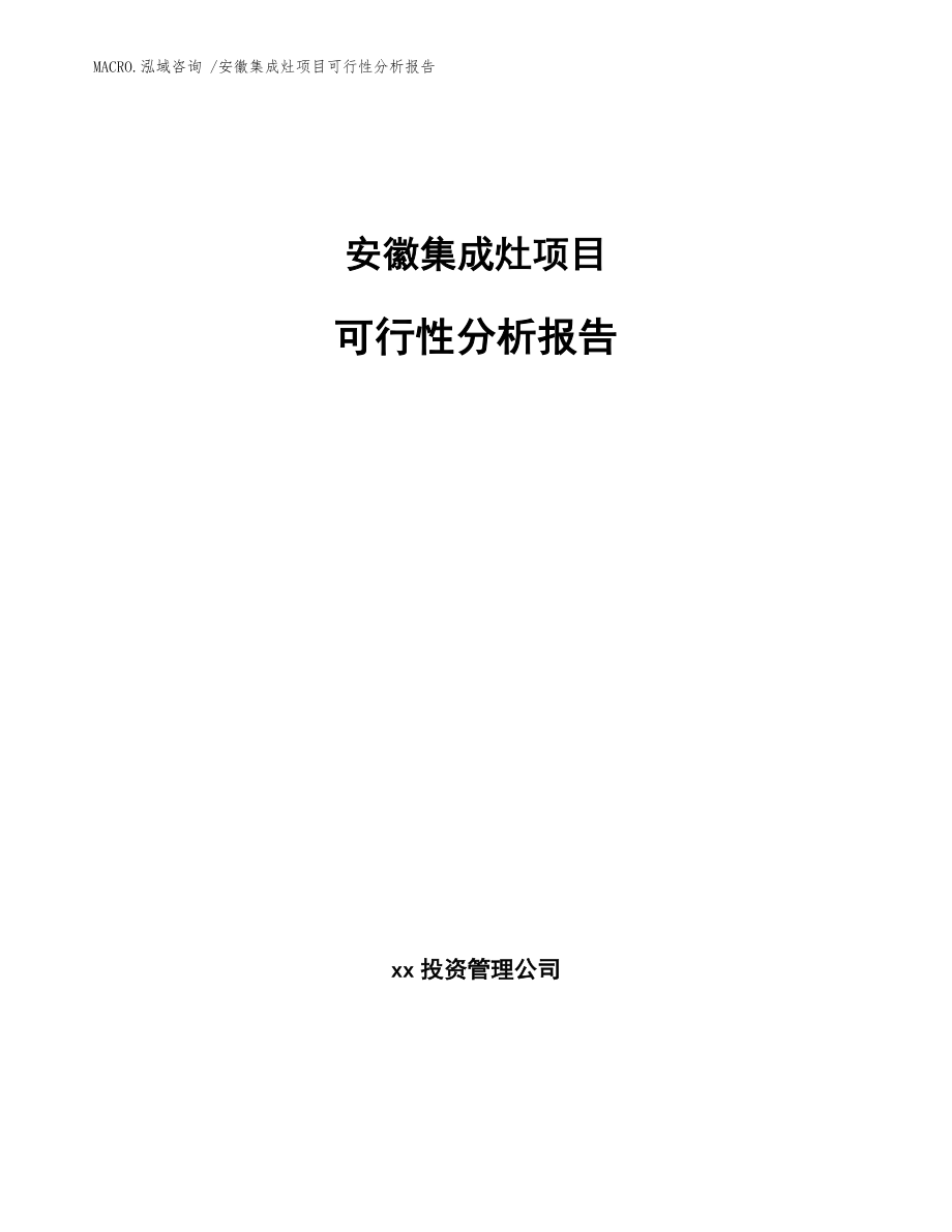 安徽集成灶项目可行性分析报告模板参考_第1页