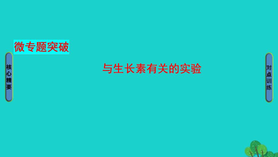 高中生物第3章植物的激素调节第3节与生长素有关的实验微专题突破课件新人教版必修3_第1页