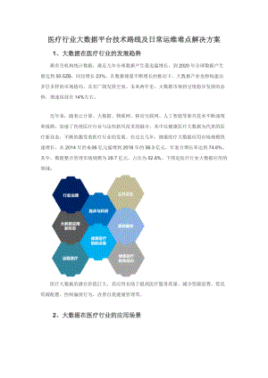 医疗行业大数据平台技术路线及日常运维难点解决方案