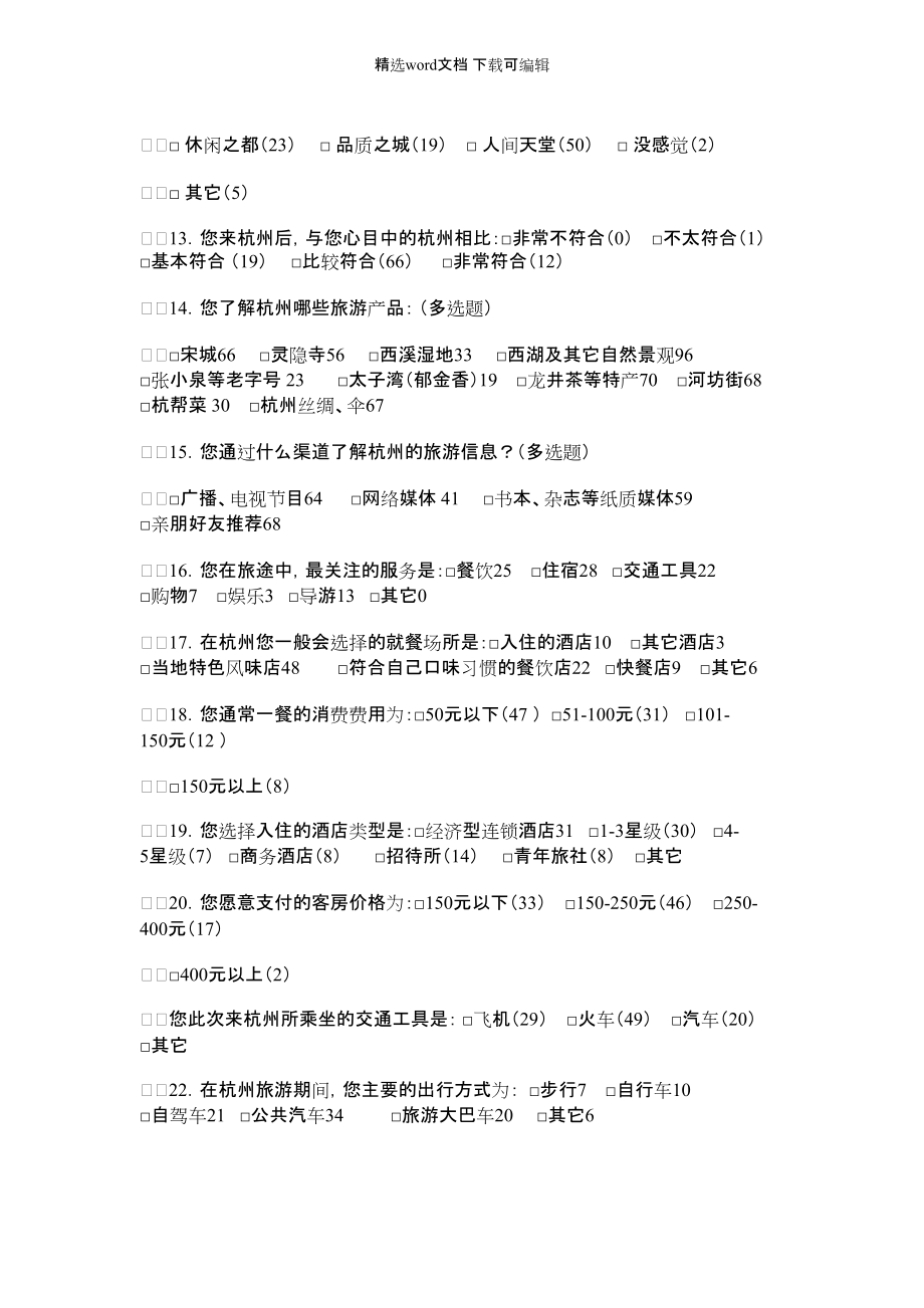 2022年杭州旅游客源市场研究调查问卷_第2页