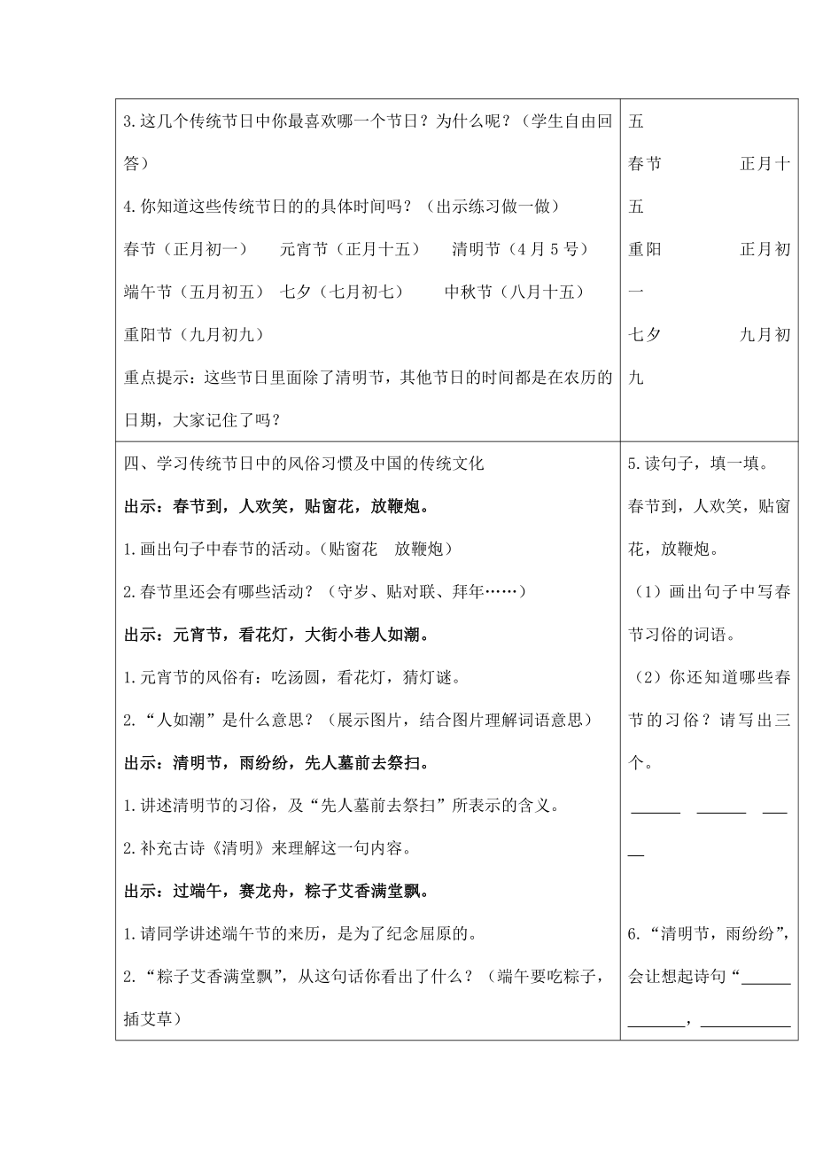 部编版人教版二年级语文下册《识字2传统节日》精品教案教学设计小学优秀公开课2_第3页