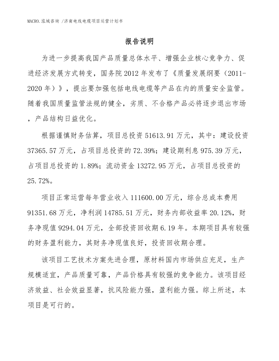 济南电线电缆项目运营计划书_模板范文_第2页