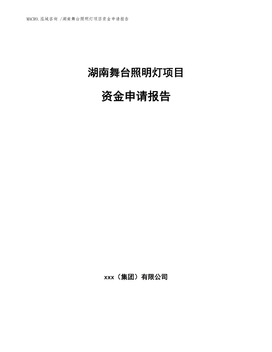 湖南舞台照明灯项目资金申请报告（参考模板）_第1页