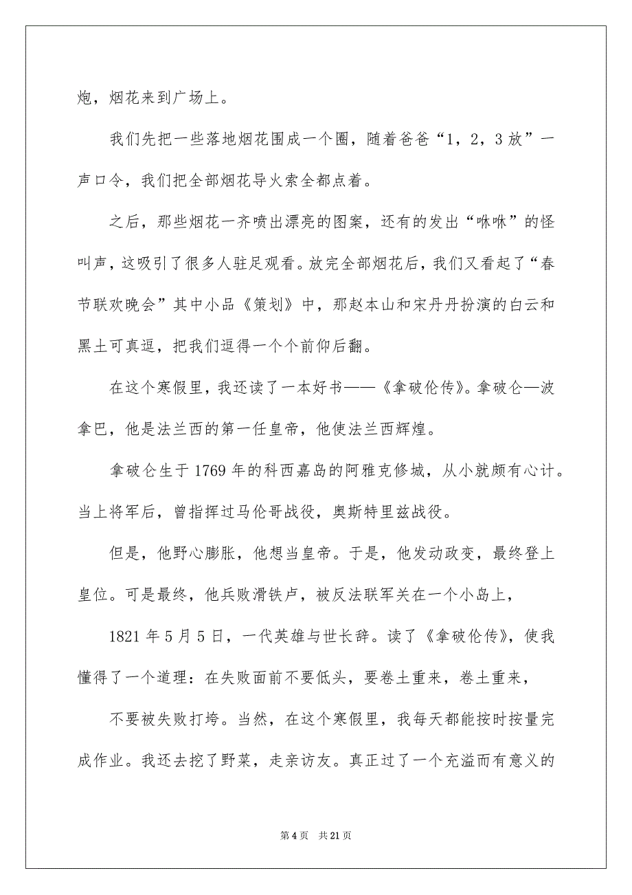 初中寒假生活日记汇编_第4页