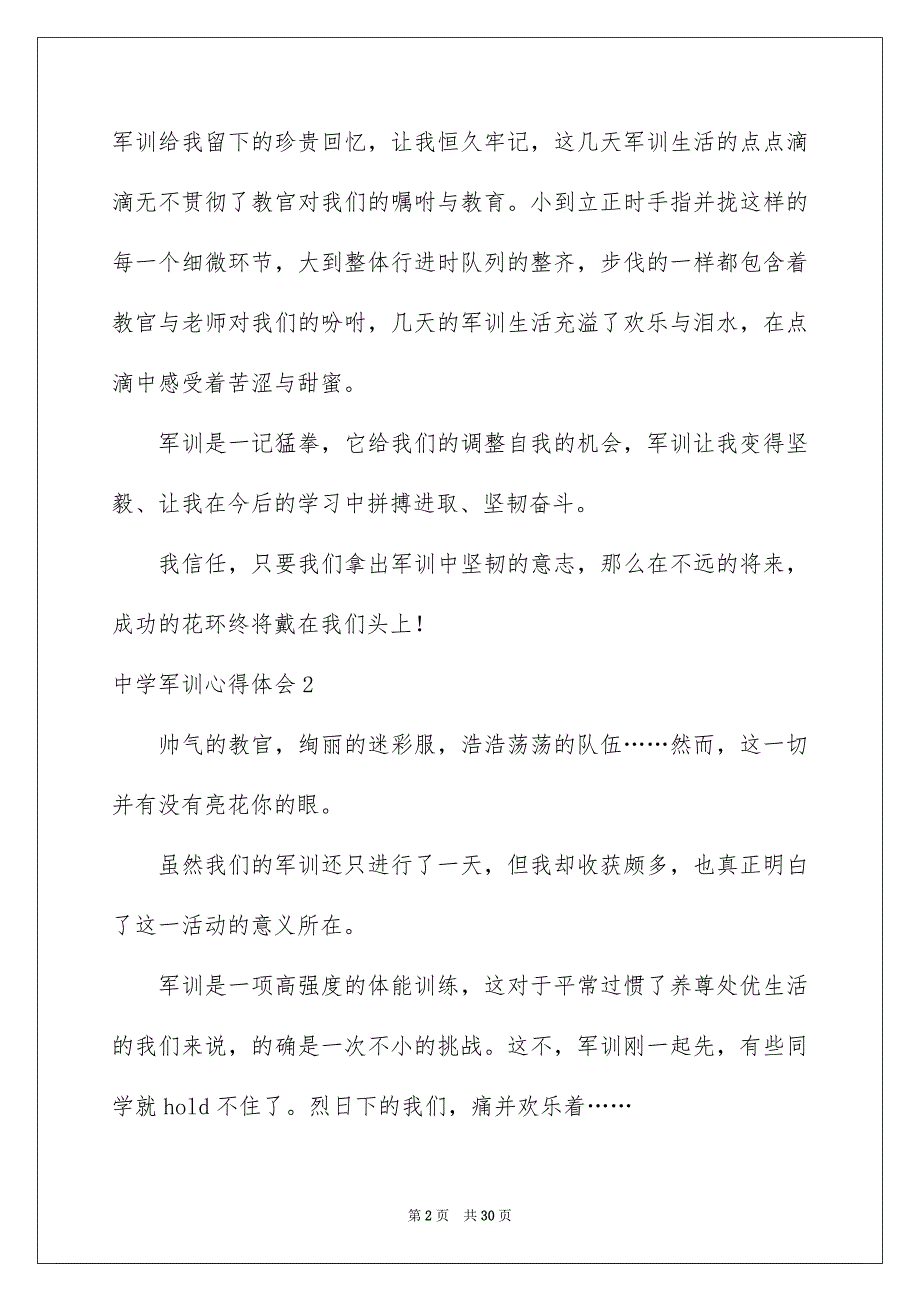 高中军训心得体会通用15篇例文1_第2页