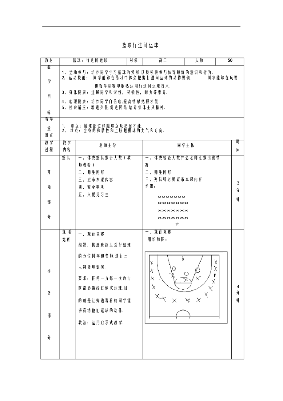 2022年高中篮球行进间运球教学设计_第2页