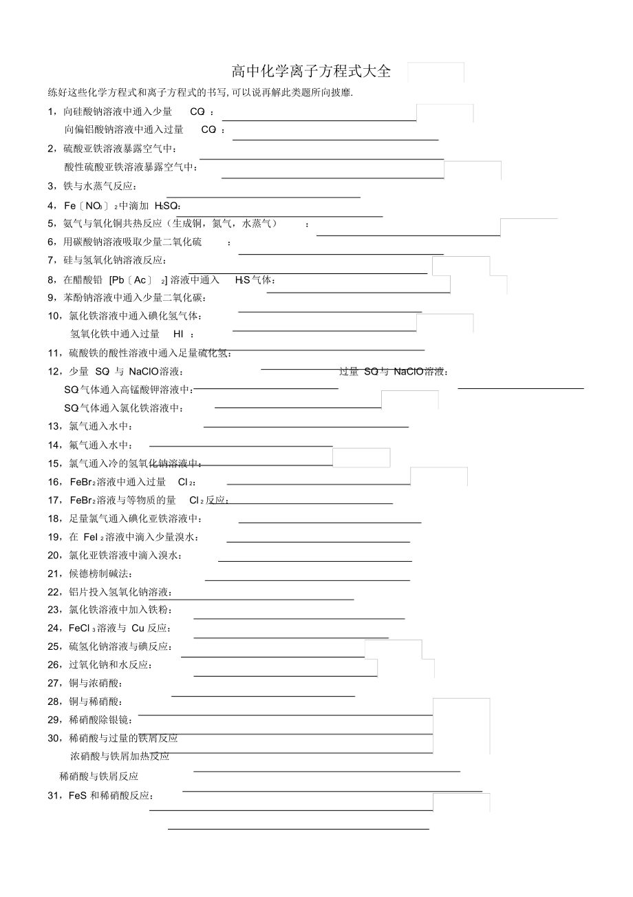 2022年高三复习化学方程式大全_第1页