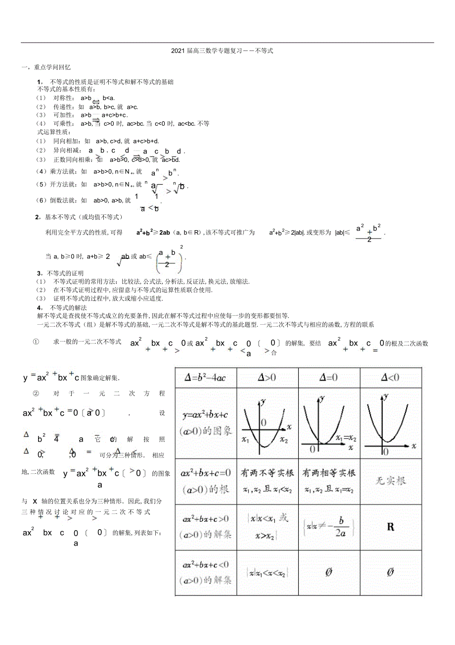 2022年高三数学专题复习教案--不等式_第1页