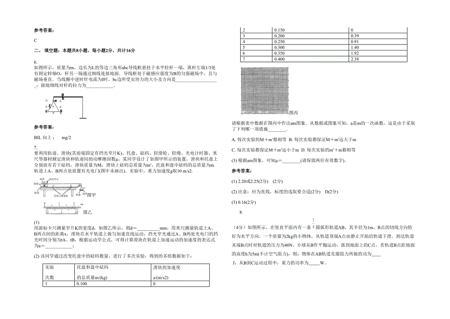 河北省秦皇岛市草碾乡中学2021年高三物理测试题含解析_第2页