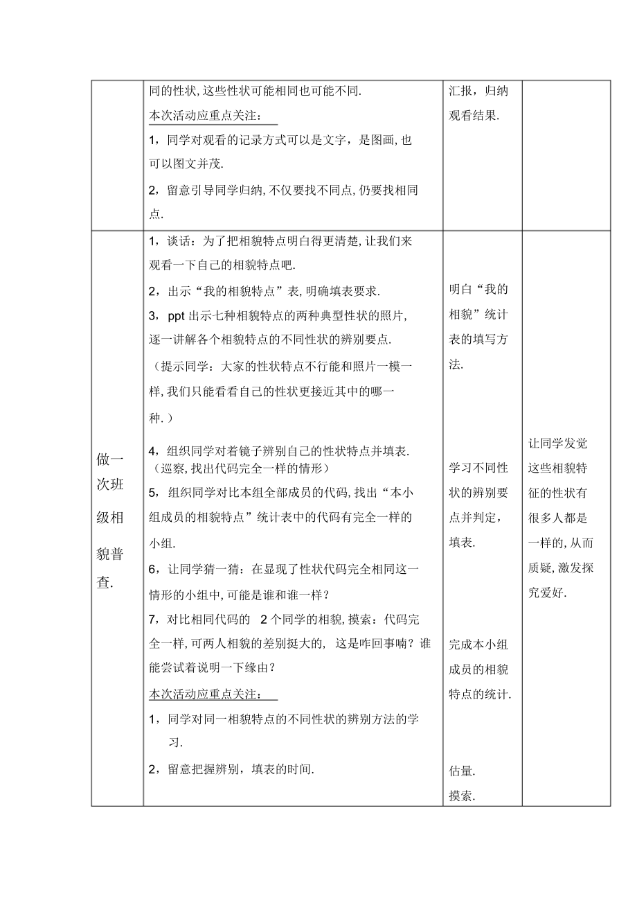 2022年教科版小学科学六年级上册《相貌各异的我们》教学设计_第3页