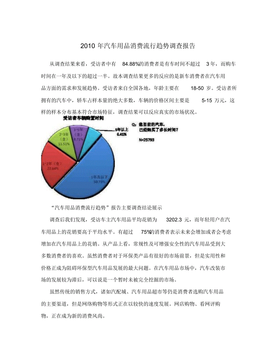 2010年汽车用品消费流行趋势调查报告_第1页