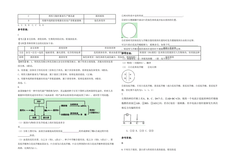 黑龙江省哈尔滨市向阳中学2020-2021学年高三生物模拟试卷含解析_第2页