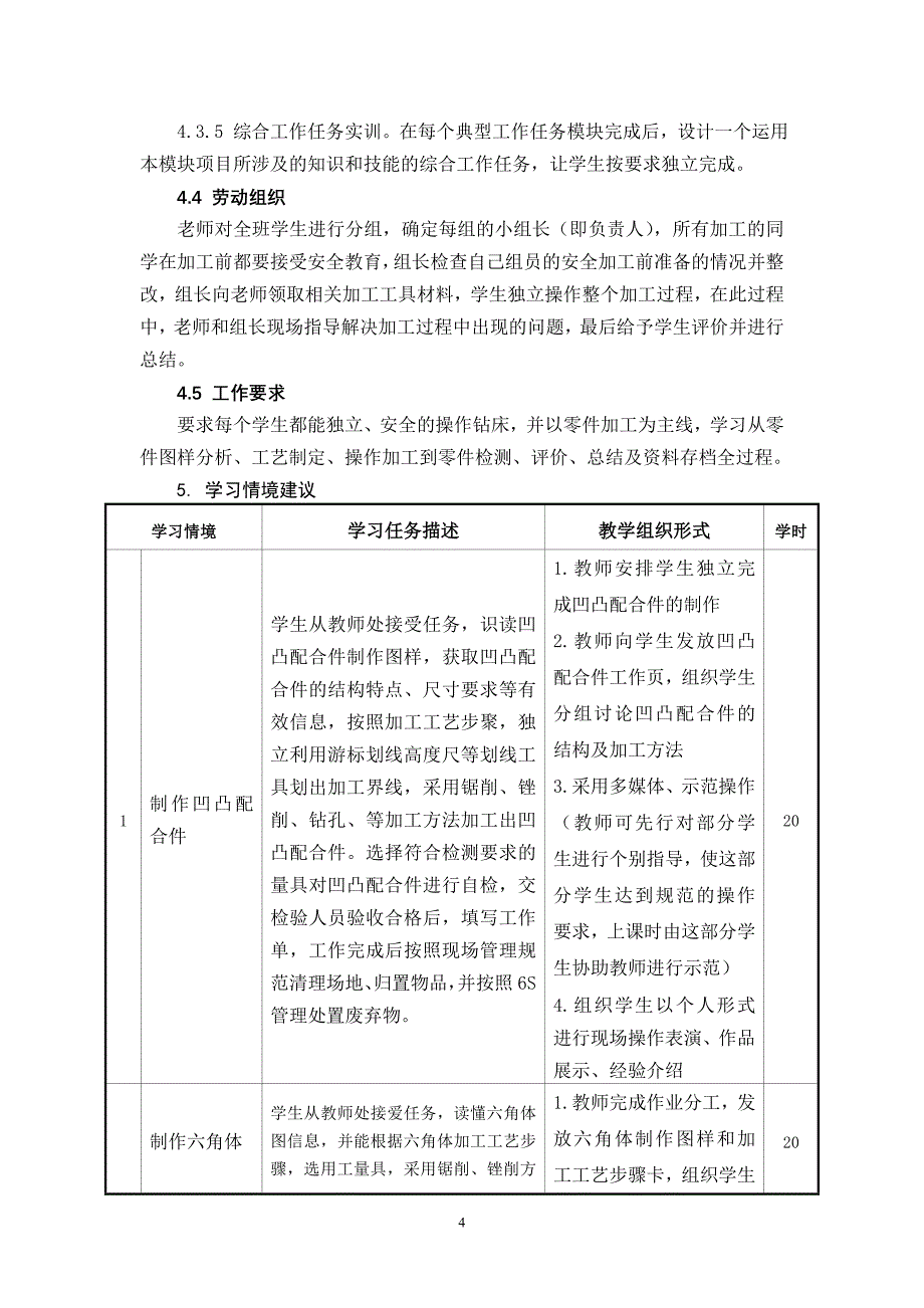 【《钳工技能训练》课程标准】_第4页