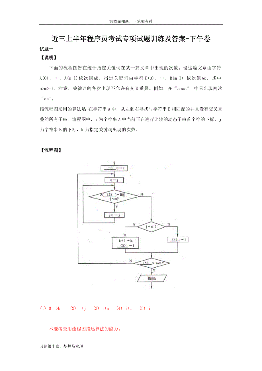 程序员考试专题测练及答案(2)（专项考练）_第1页