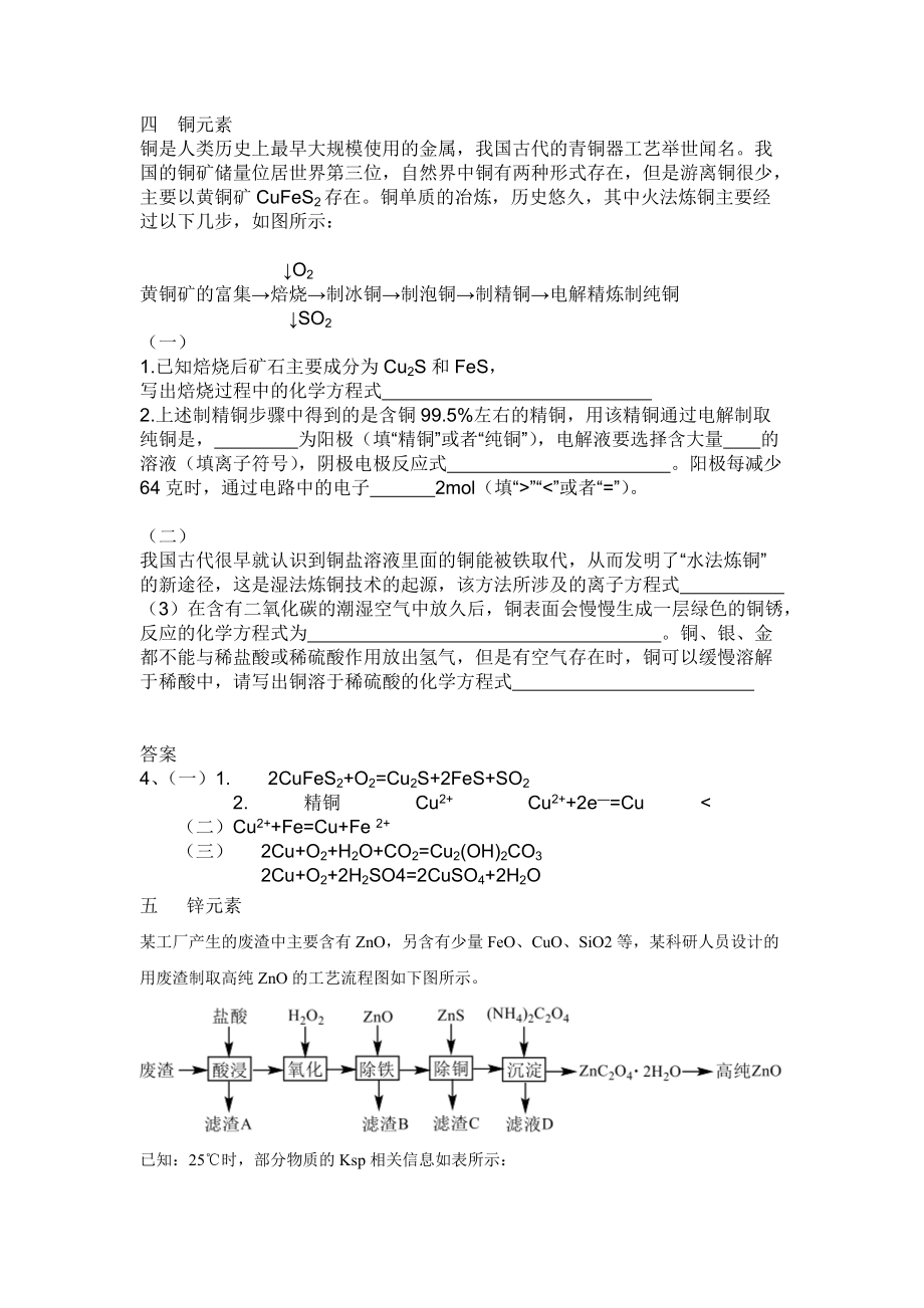 2022届高三化学高考备考一轮复习工业流程题中的过渡元素专题训练有答案_第3页