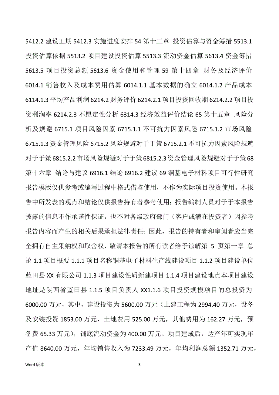 铜基电子材料生产建设项目可行性研究汇报_第3页