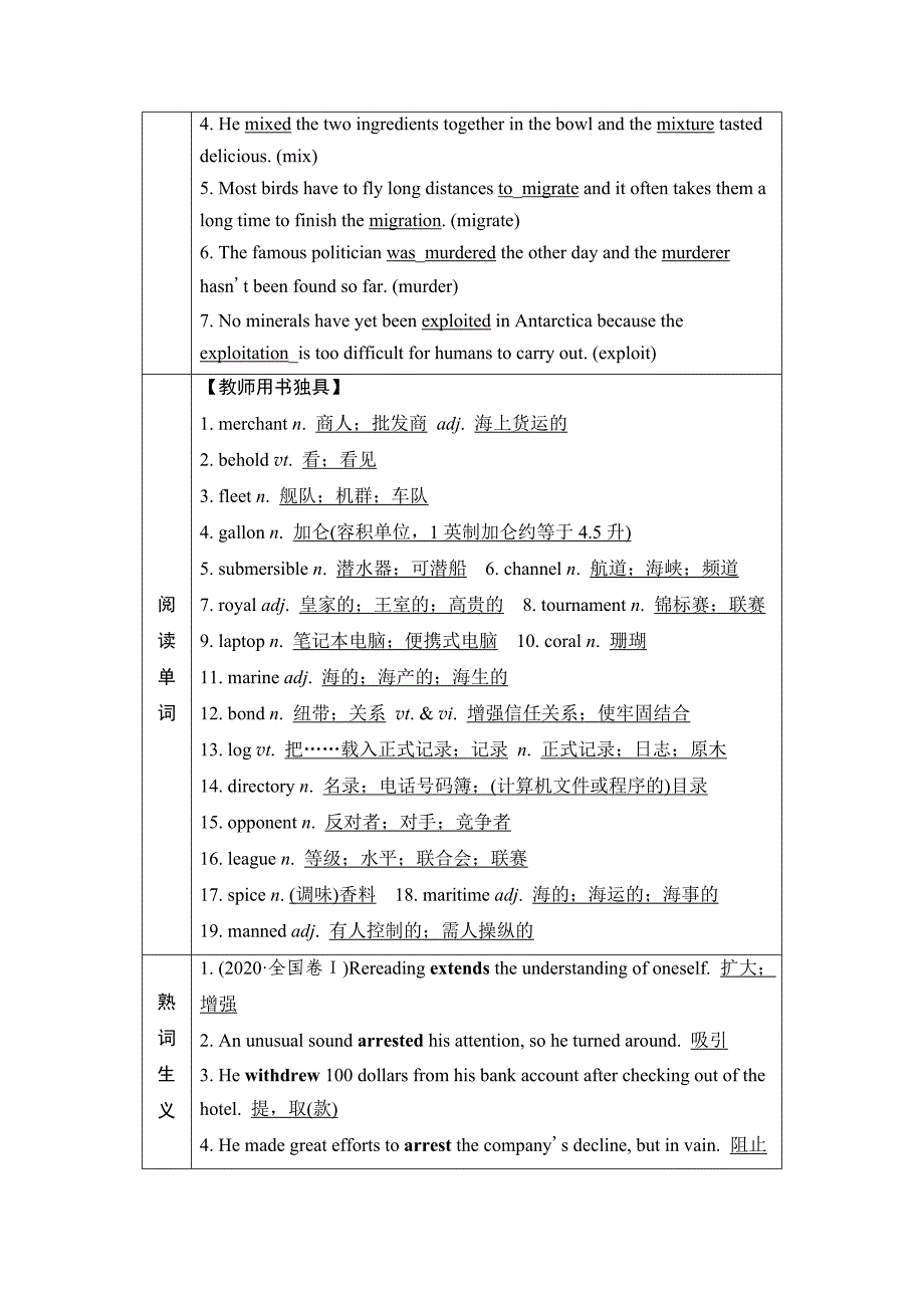 2022版新高考英语人教版总复习学案-选择性必修第4册-UNIT-3-SEA-EXPLORATION-含答案_第3页