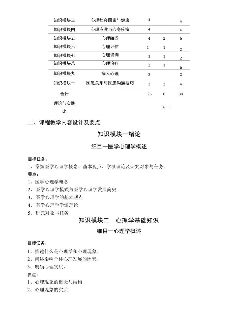 《医学心理学》课程教学标准(参考)费下载_第5页