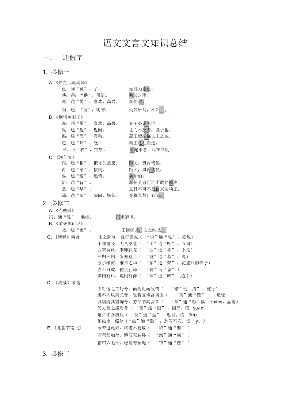 语文文言文知识总结_第1页