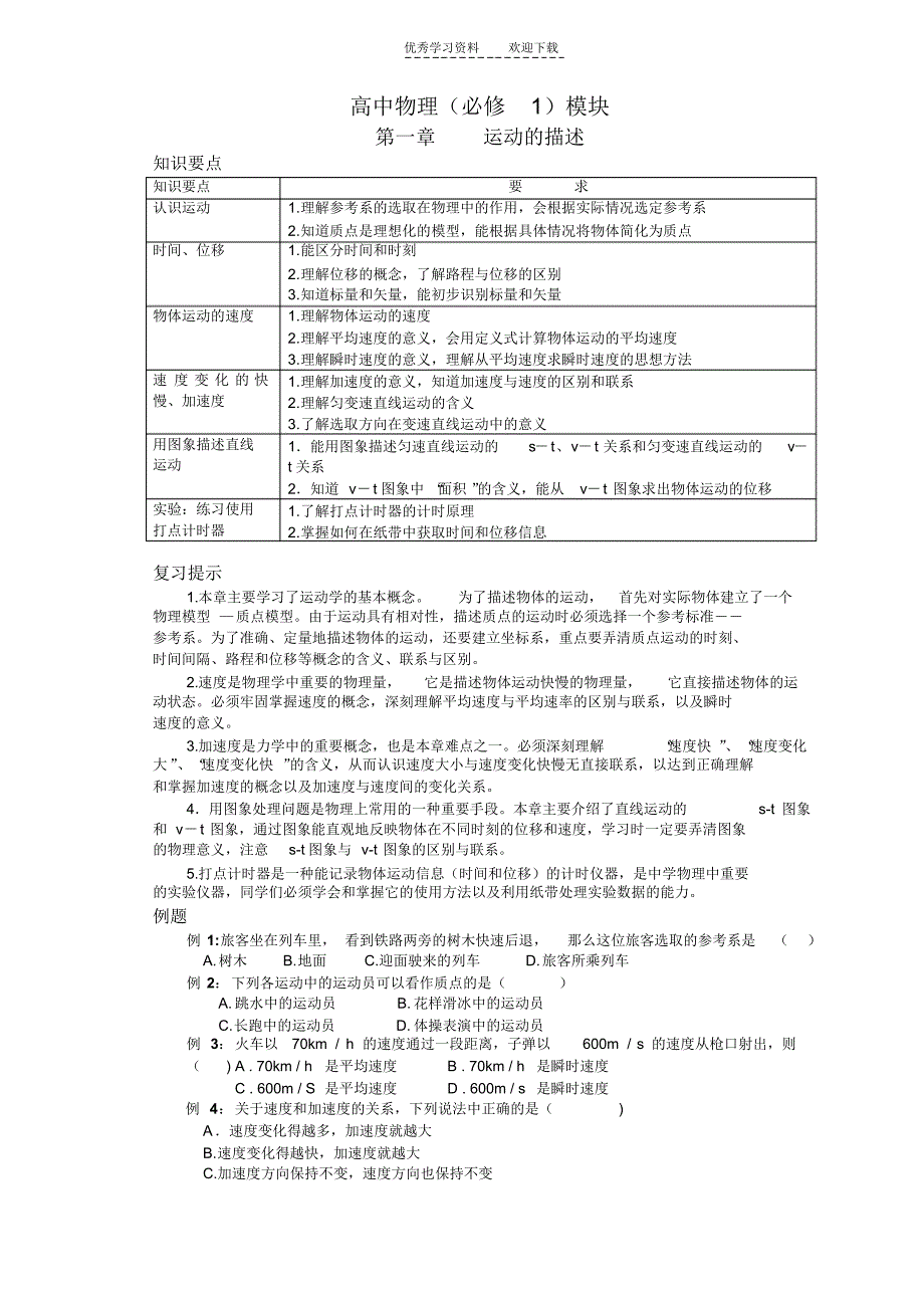 高中物理必修一二总复习训练._第1页