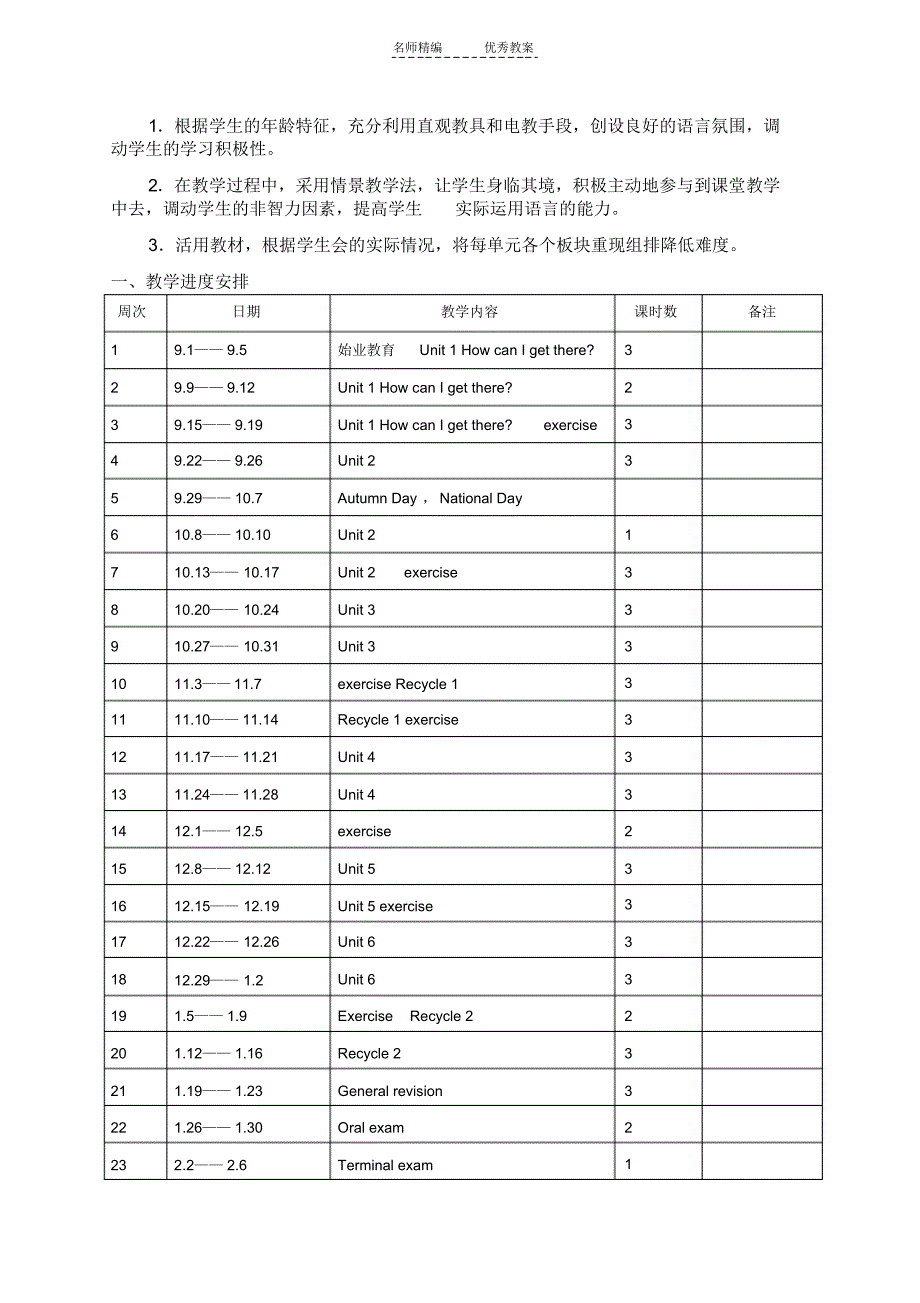 新版PEP英语六上全册教案_第2页