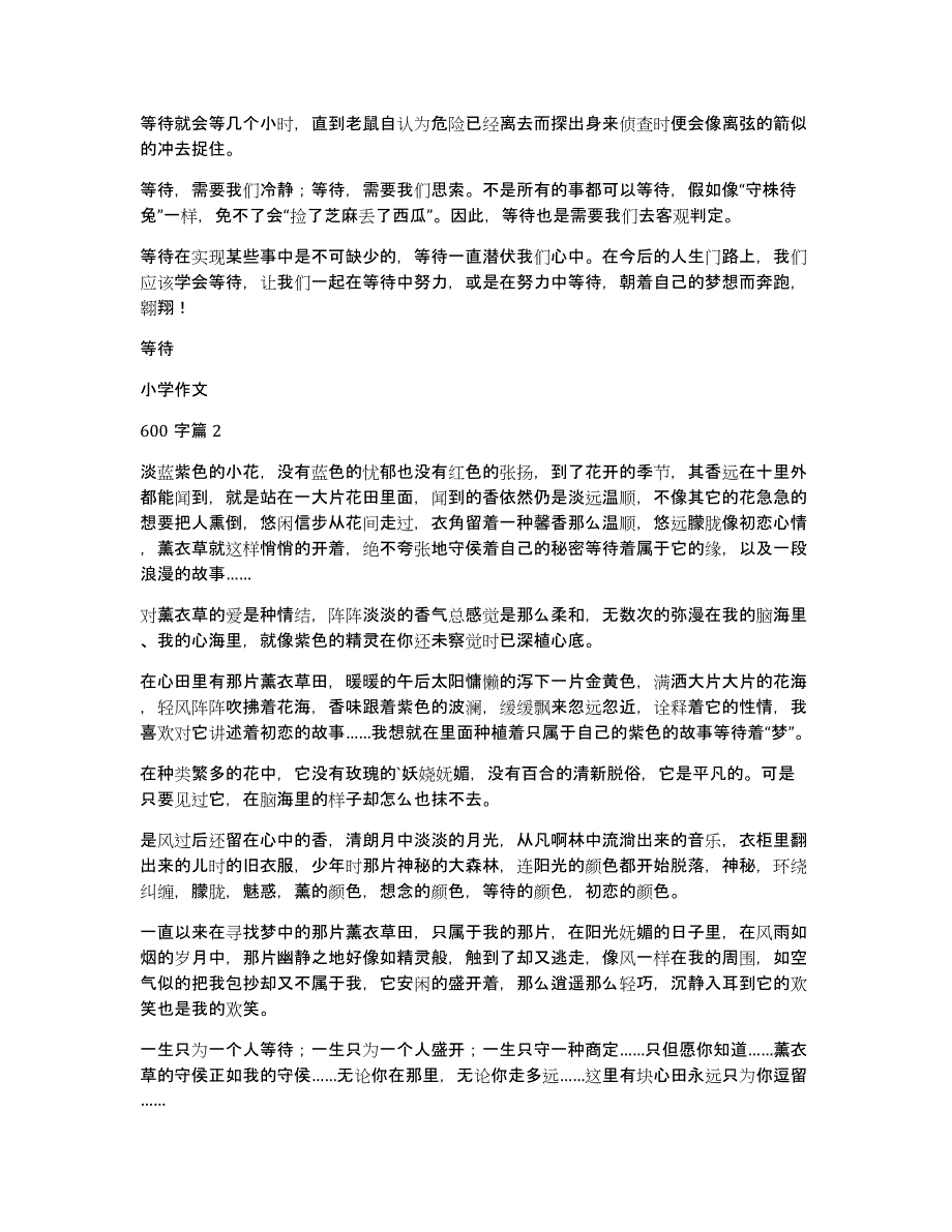 关于等待小学作文600字集锦6篇_第2页